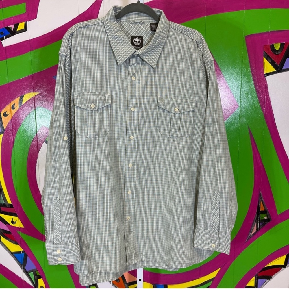 Timberland, Micro Plaid Button Up Shirt. Size XXL. In excellent condition!